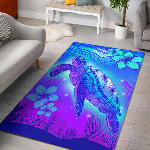 Hawaii Area Rug Turtle Underwater Sea Polynesian Style