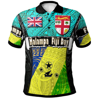 Malampa Fiji Polynesian Polo Shirt - Custom Flag Malampa Fiji Day with Tapa Polynesian Polo Shirt
