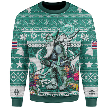 Hawaii Sweatshirt Custom Ugly Gnome Packing Out a Unicorn Hawaiian Christmas