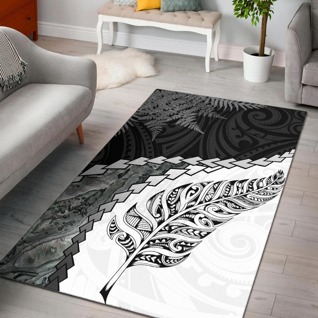 Moari Rug New Zealand Area Rug Silver Fern Maori Pattern | Polynesian.co