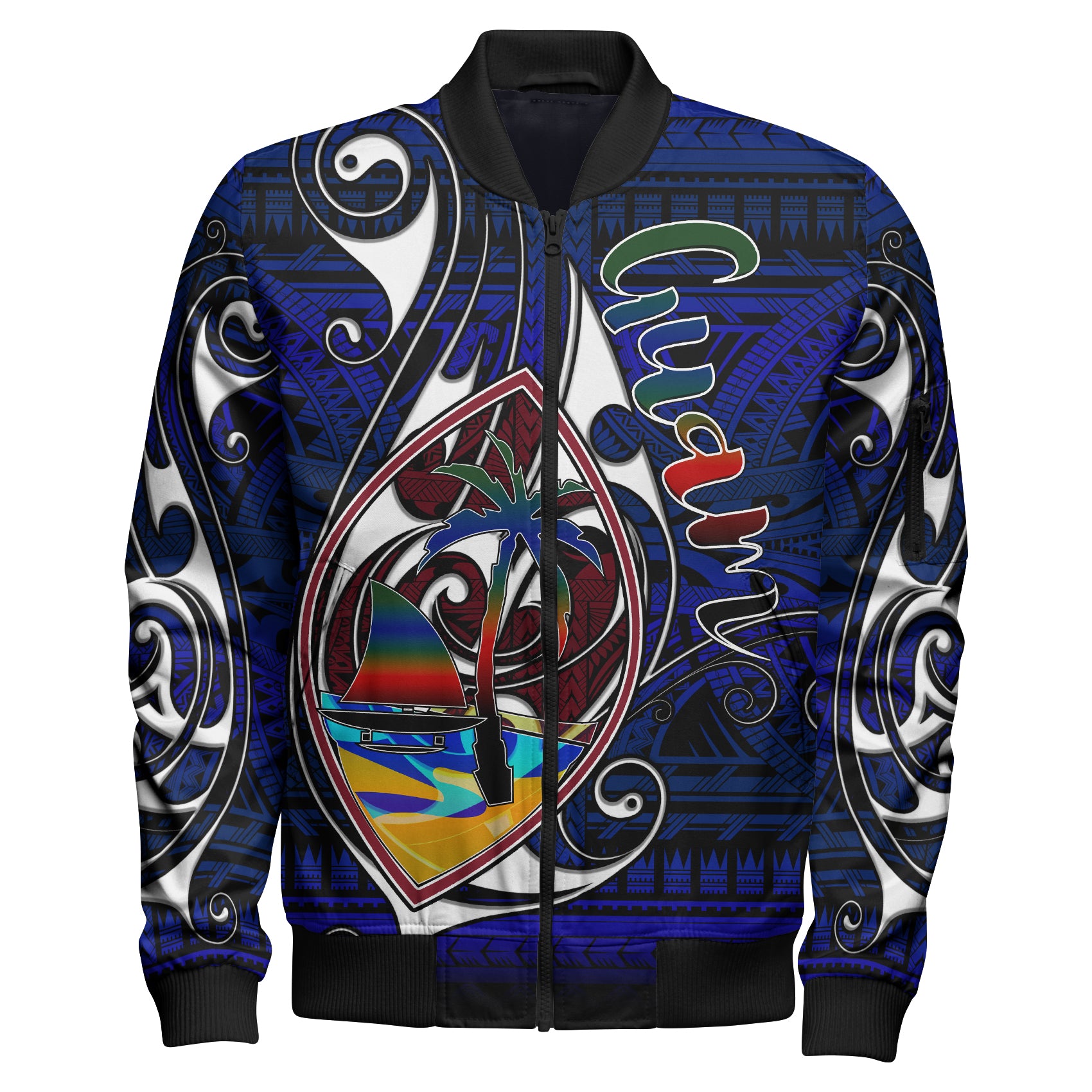Guam Bomber Jacket - Guam Independence Day With Hook Polynesian Patterns