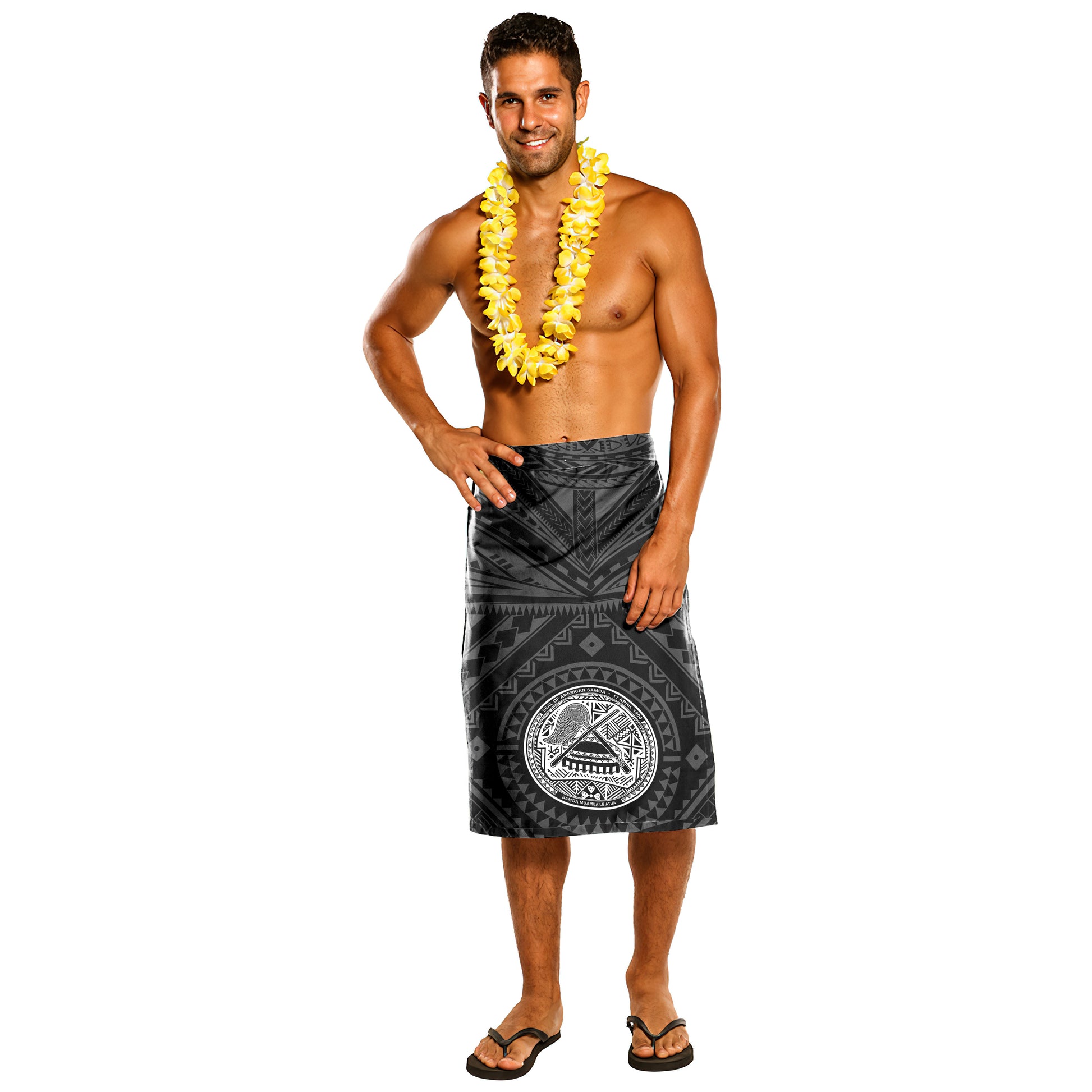 American Samoa Polynesian Lavalava - Samoa Coat Of Arms Polynesian Lavalava (Black) 01