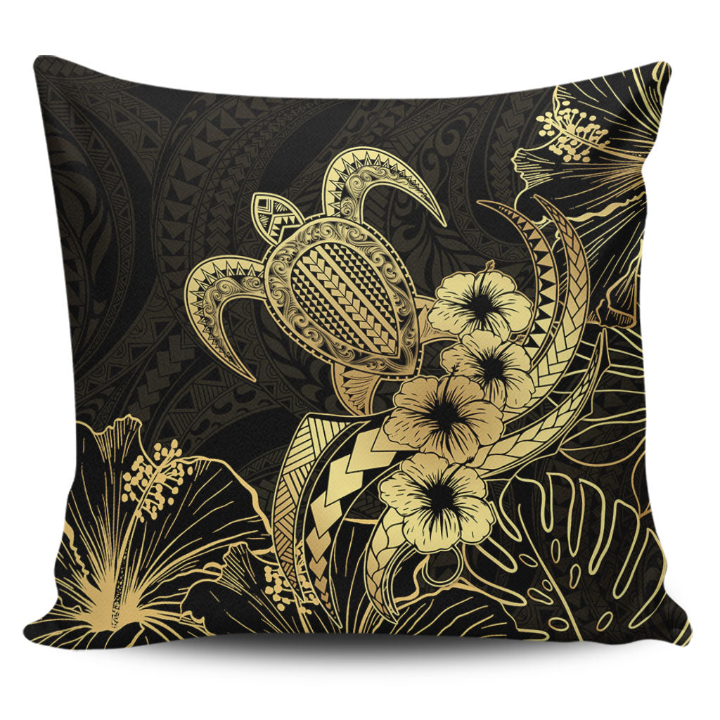 Hawaii Pillow Cases Tribal Polynesia Floral Gold Art