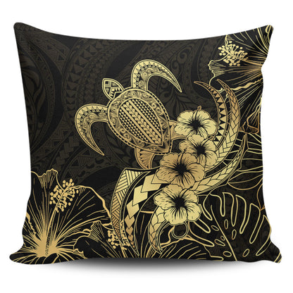 Hawaii Pillow Cases Tribal Polynesia Floral Gold Art