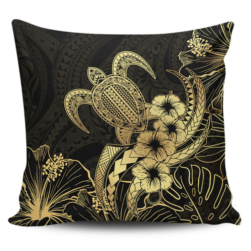 Hawaii Pillow Cases Tribal Polynesia Floral Gold Art