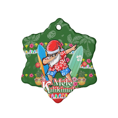 Hawaii Christmas Ceramic Ornament Mele Kalikimaka Dabbing Santa Christmas Style