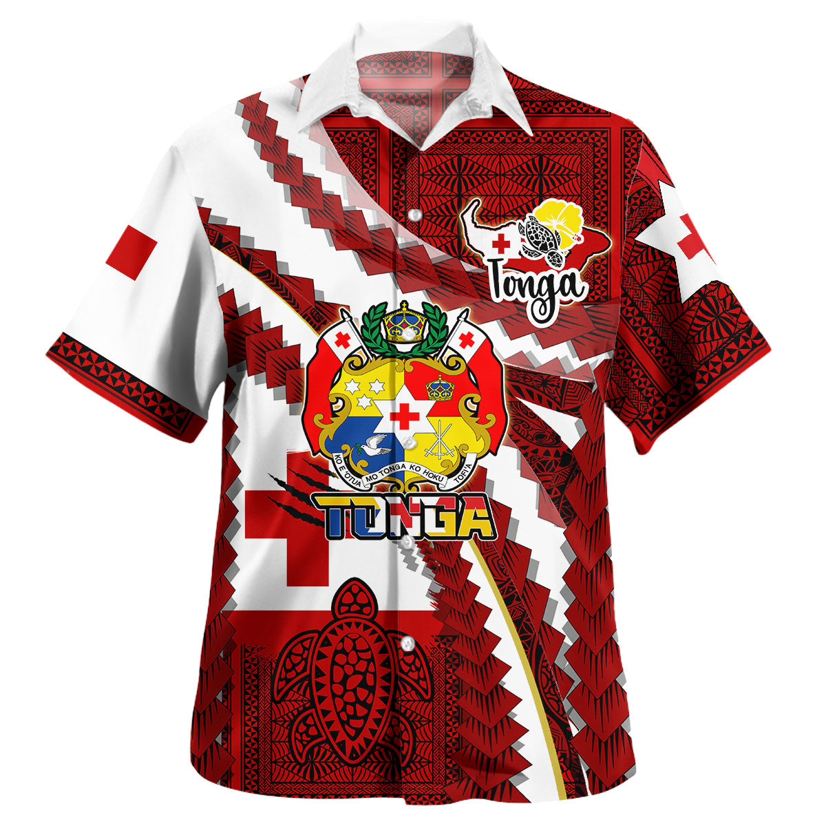 Tonga Aotearoa Tribal Roots Hawaiian Shirt - Custom Tonga Polynesian Pride With Coat Of Arms And Tonga Map Kupesi