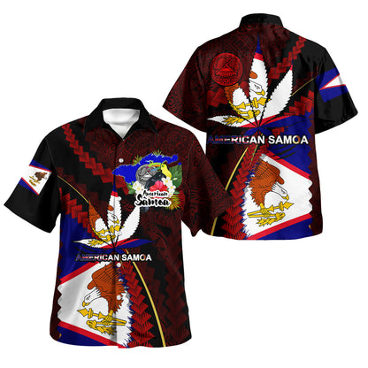 American Samoa Hawaiian Shirt - Custom American Samoa State Flag And Marijuana Leaf Polynesian Style
