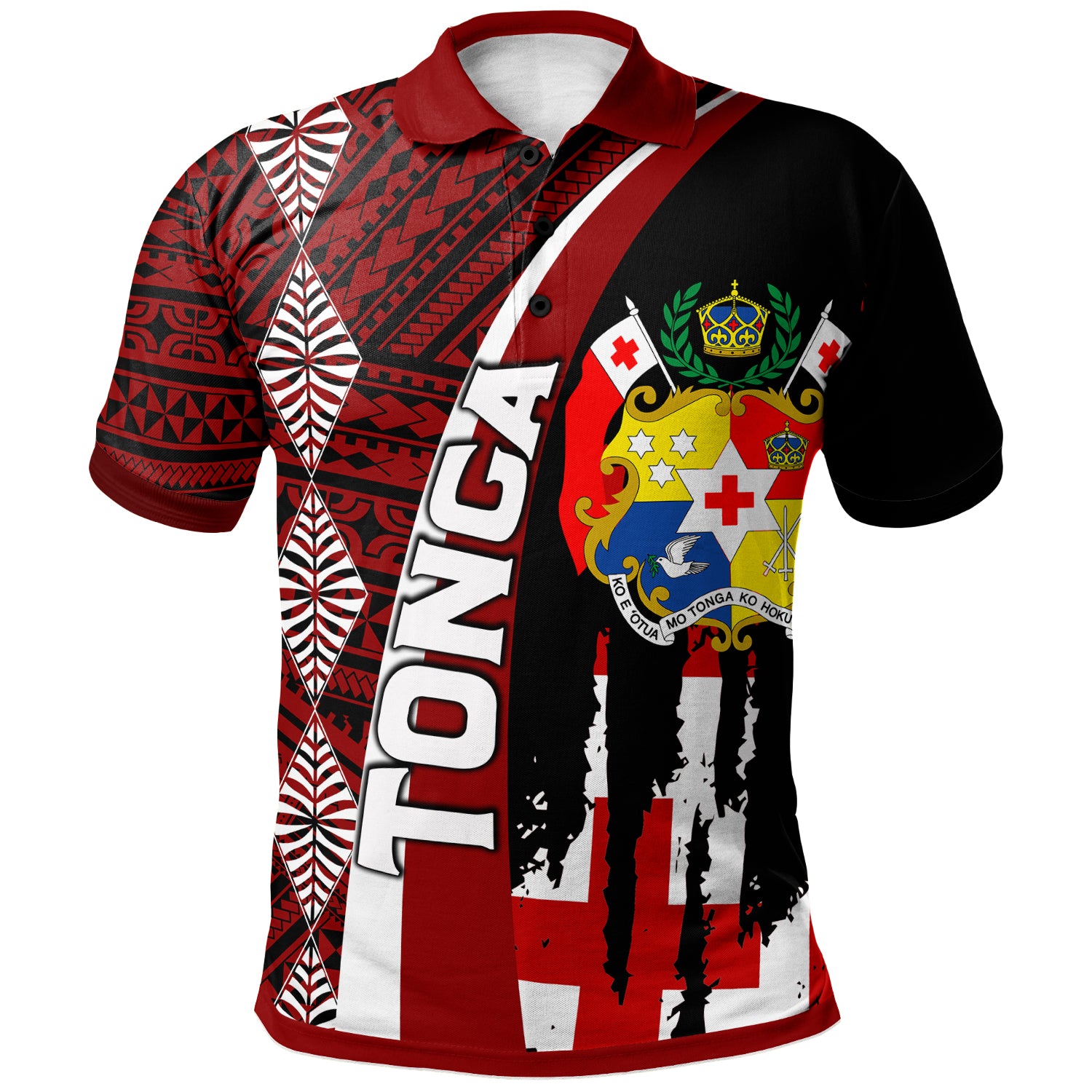 Tonga Polo Shirt - Custom Coat Of Arms Tapa Tonga Patterns Polo Shirt