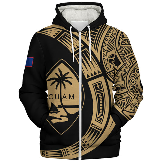 Guam Sherpa Hoodie Polynesia Tribal Spirits Of Guam Seal