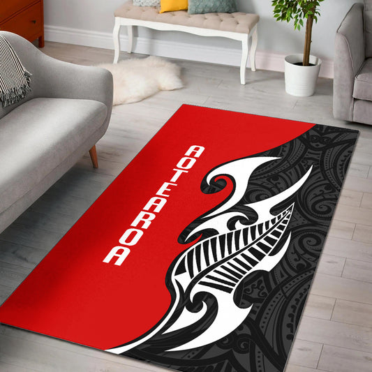 Aotearoa Silver Fern Maori Area Rug