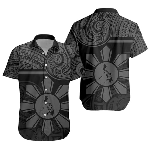Philippines Filipinos Short Sleeve Shirt Polynesian Tribal Sun And Map Original Style