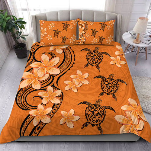 Hawaii Bedding Set Tribal Tattoo Polynesia Plumeria Flower
