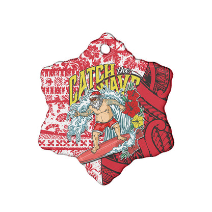 Christmas Ceramic Ornament Surfing Santa