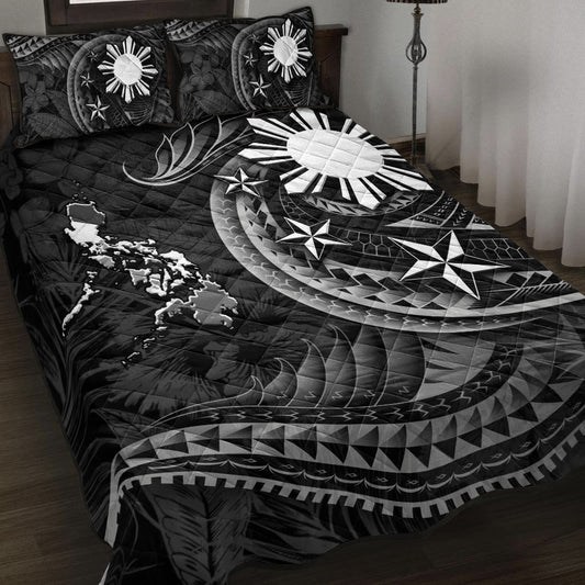 Philippines Filipinos Quilt Bed Set Philippines Sun Tribal Patterns Tropical Flowers Curve Style
