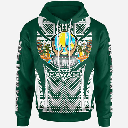 Hawaii Custom Hoodie - Hawaii Rainbow Wahine Volleyball Pride With Polynesian Culture Hoodie