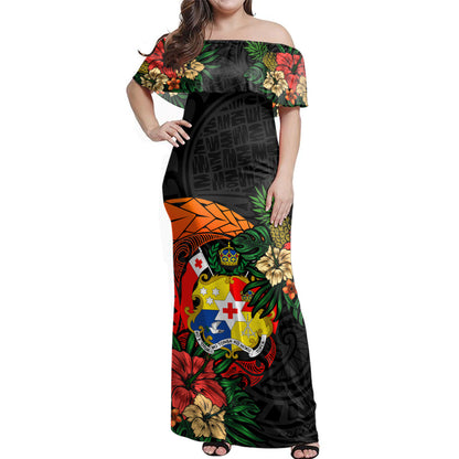 Tonga Polynesian Hibiscus Tropical Woman Off Shoulder Long Dress