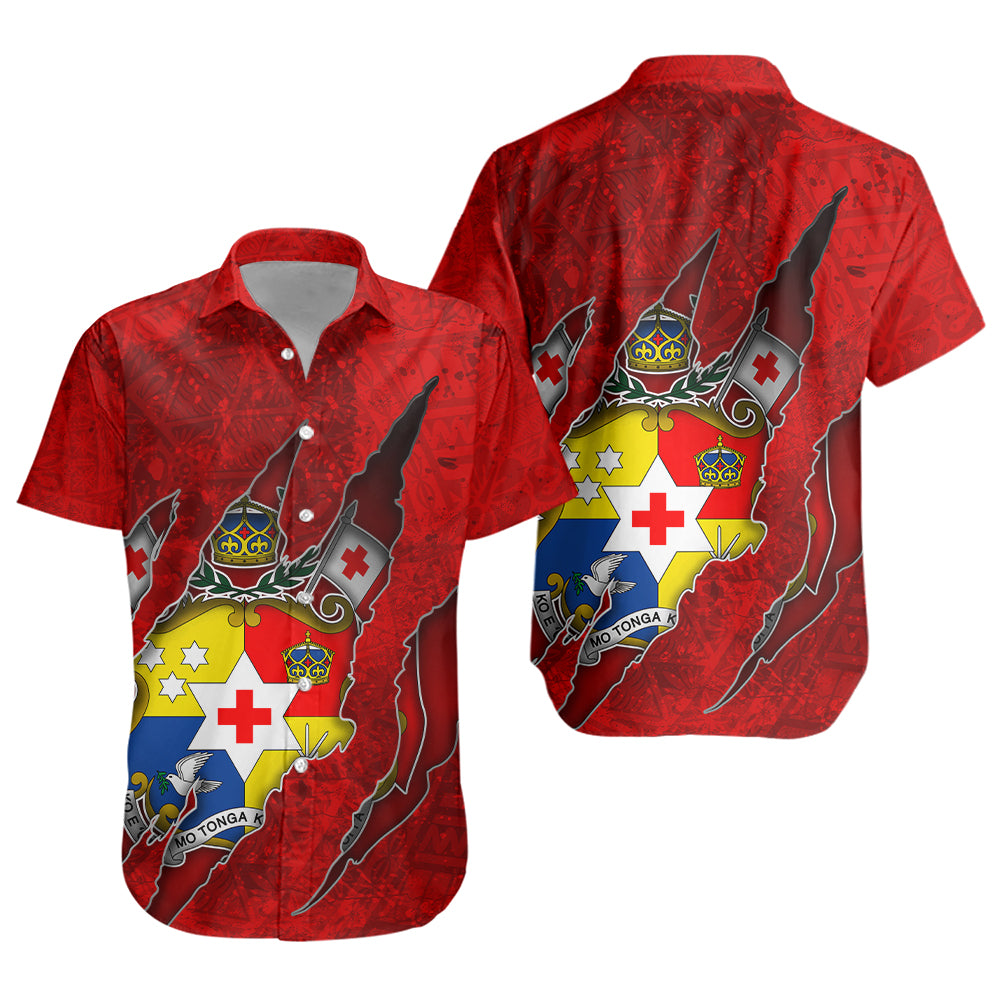 Tonga Short Sleeve Shirt Coat Of Amrs Scratches Cracks Style