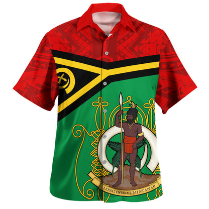 Vanuatu Hawaiian Shirt Melanesia Flag And Coat Of Arms