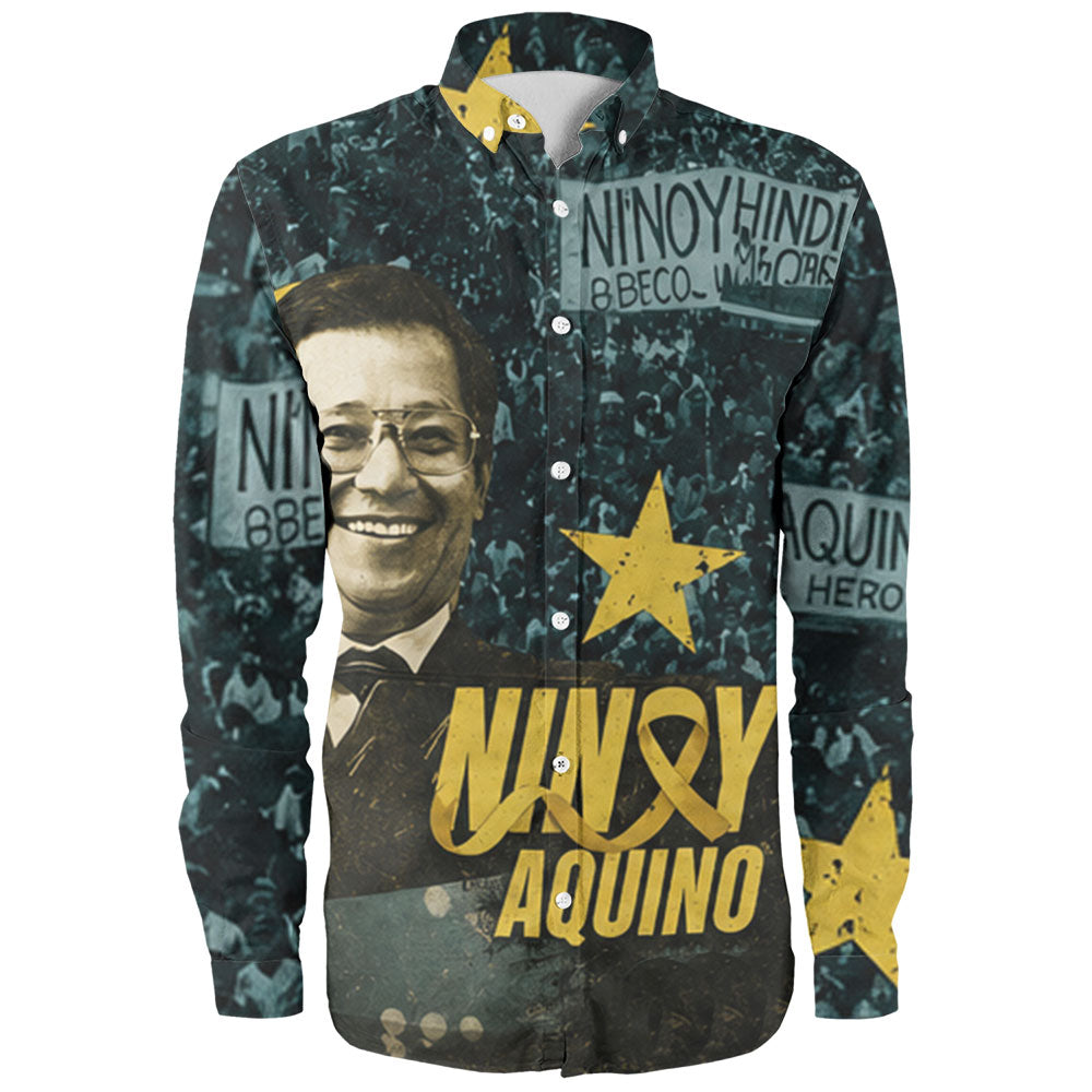 Philippines Filipinos Long Sleeve Shirt Ninoy Aquino Philippine History Tribute Style