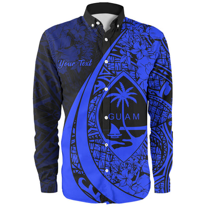 Guam Long Sleeve Shirt Custom Hibiscus Flower Symbols Style