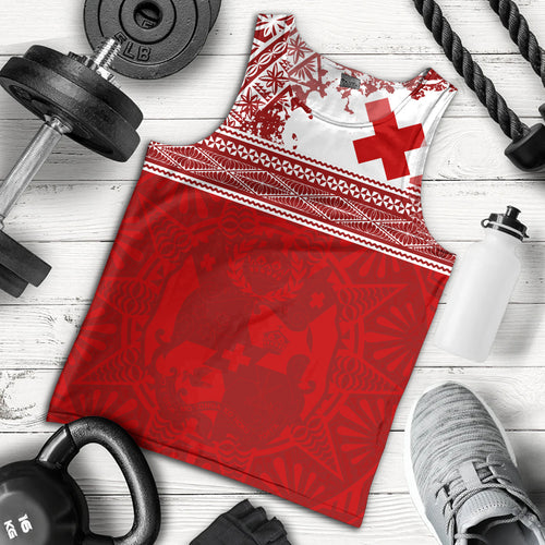 Tonga Tank Top Flag Coat Of Arms Circle Ngatu Tribal