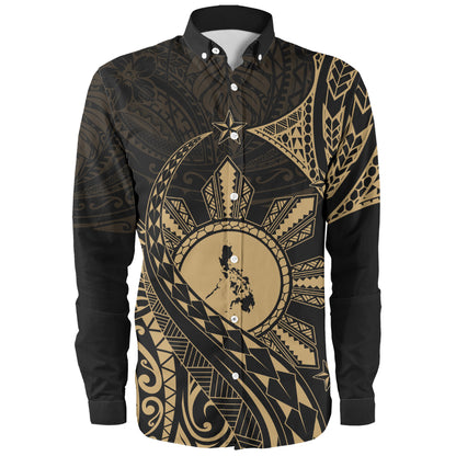 Philippines Filipinos Long Sleeve Shirt Filipino Polynesia Star With Tribal Design