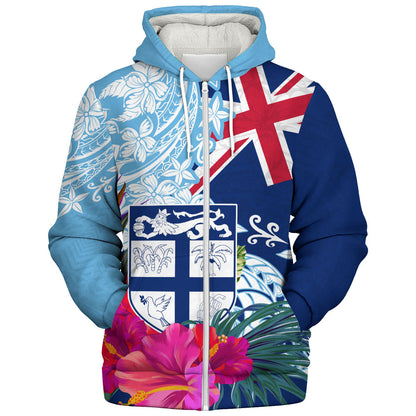 Fiji Sherpa Hoodie Flag Tribal Tropical Style