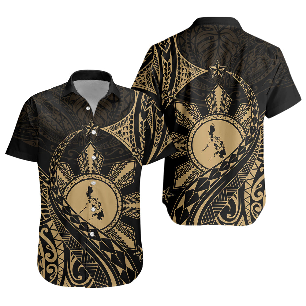 Philippines Filipinos Short Sleeve Shirt Filipino Polynesia Star With Tribal Design