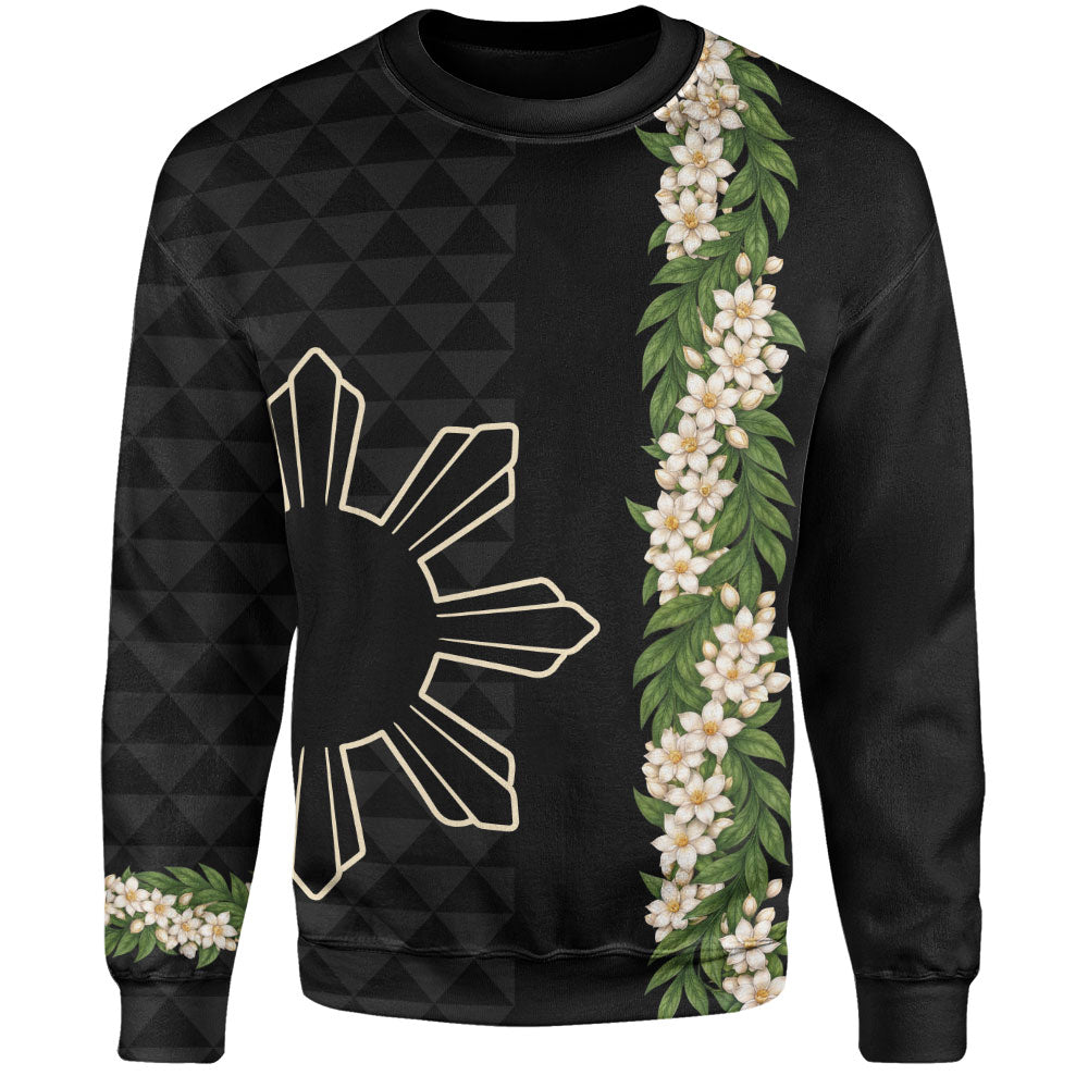 Philippines Filipinos Sweatshirt Sampaguita Flower Sun Pattern Island Style
