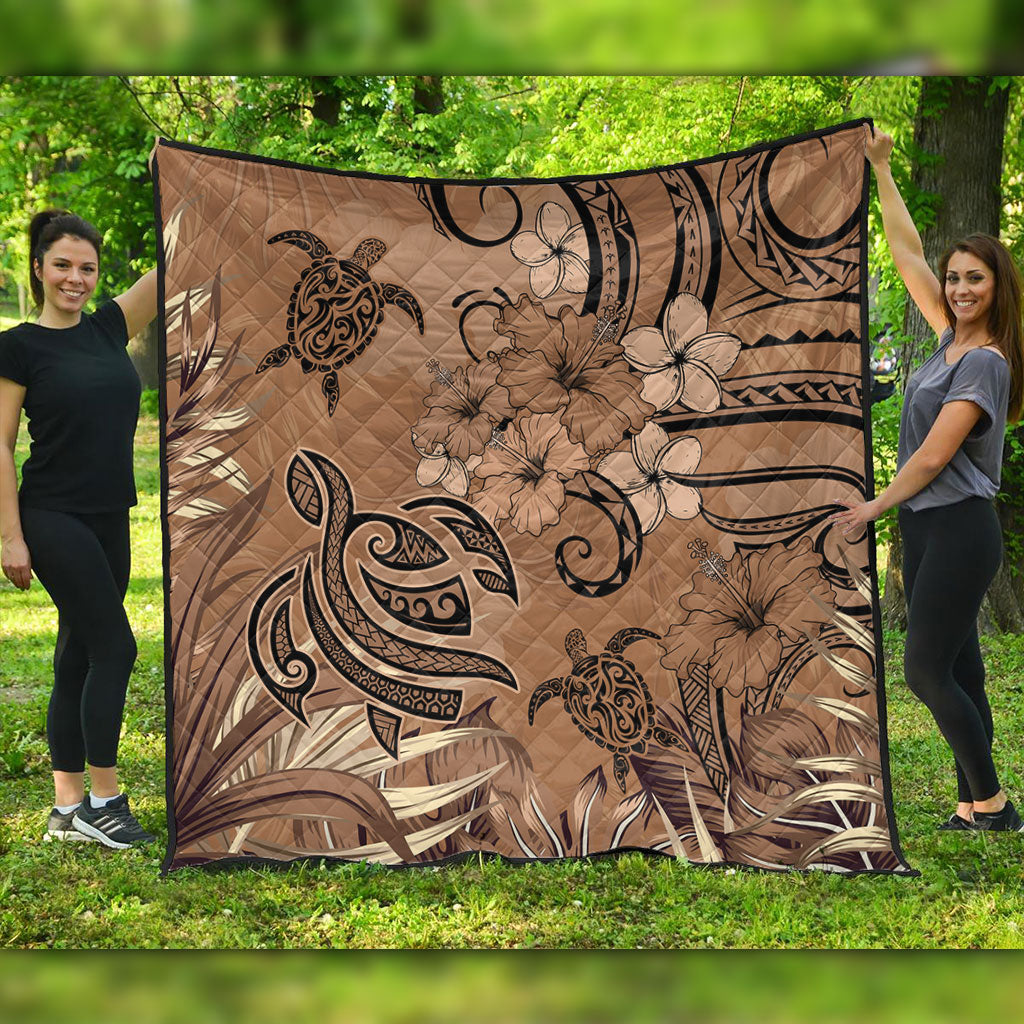 Hawaii Premium Quilt Polynesian Turtle Tattoo Tropical Elements