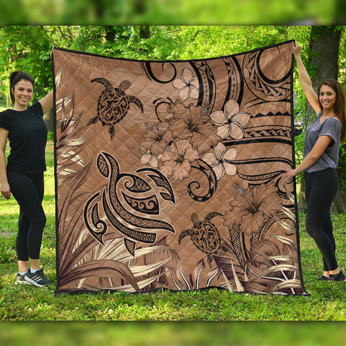 Hawaii Premium Quilt Polynesian Turtle Tattoo Tropical Elements