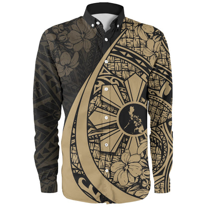 Philippines Filipinos Long Sleeve Shirt Custom National Sampaguita Flower Symbols Style