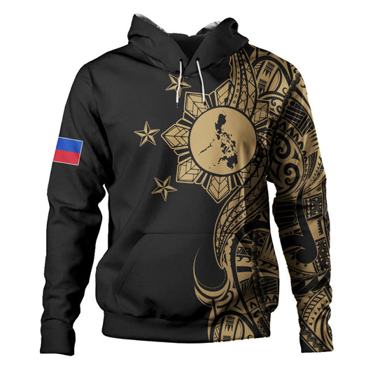 Philippines Filipinos Hoodie Flag Sun Map Tribal Fusion Style