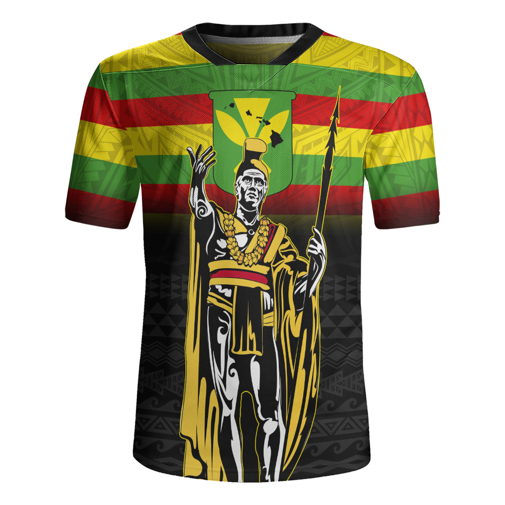 Hawaii Rugby Jersey King Kamehameha Flag Kanaka Maoli Tribal Tattoo
