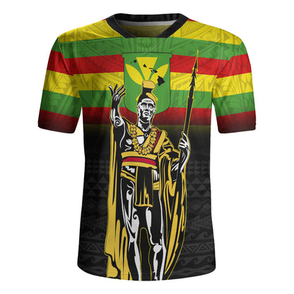 Hawaii Rugby Jersey King Kamehameha Flag Kanaka Maoli Tribal Tattoo