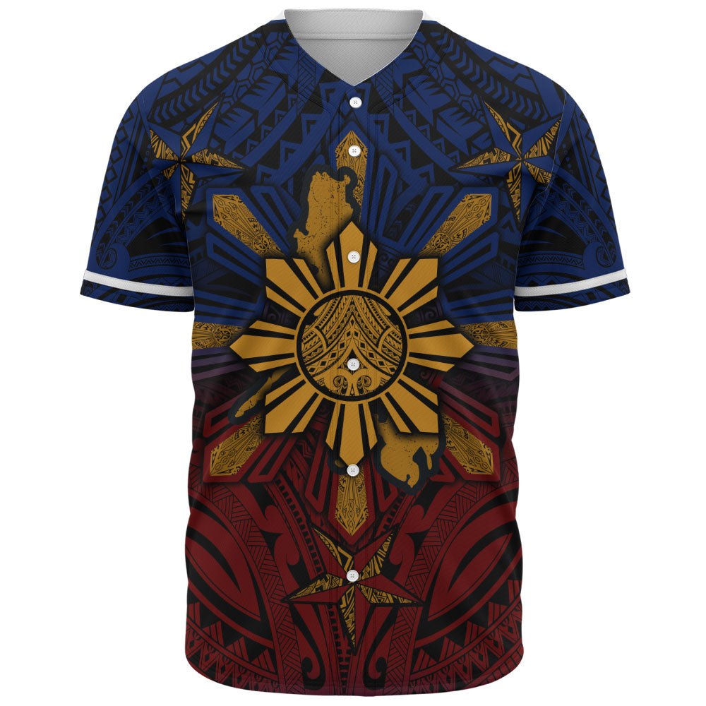 Philippines Filipinos Baseball Shirt Golden Sun Islands Tribal Style