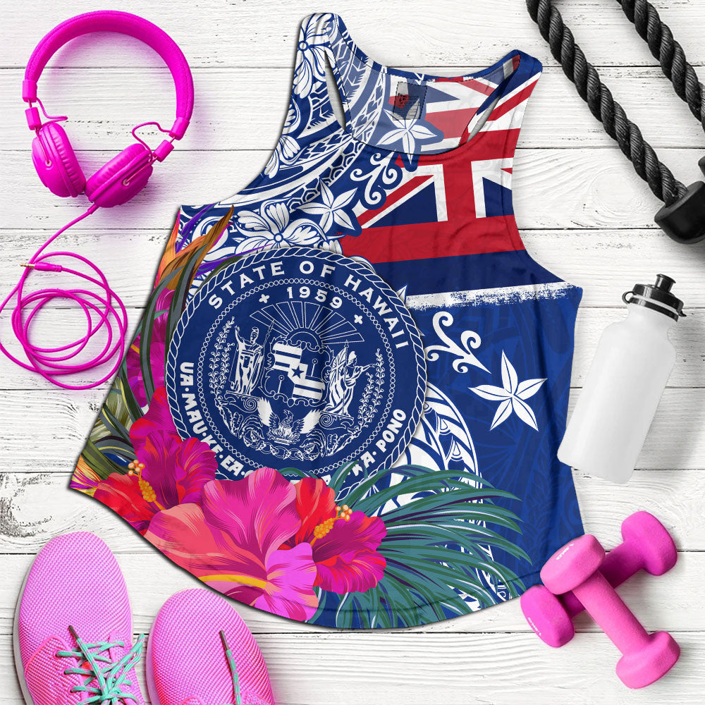 Hawaii Women Tank Flag Tribal Tropical Style