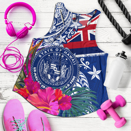 Hawaii Women Tank Flag Tribal Tropical Style