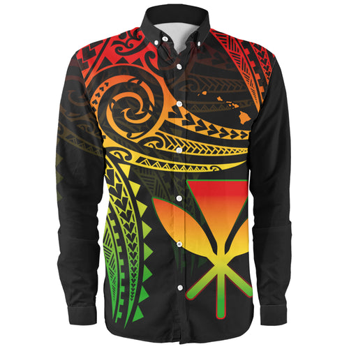 Hawaii Long Sleeve Shirt Polynesian Flame Of Hawaii Style