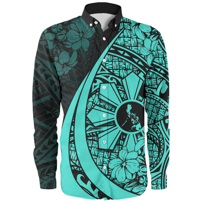 Philippines Filipinos Long Sleeve Shirt Custom National Sampaguita Flower Symbols Style