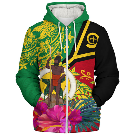 Vanuatu Sherpa Hoodie Flag Tribal Tropical Style