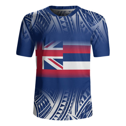 Hawaii Rugby Jersey Polynesian Tribal Aloha Hawaii Flag