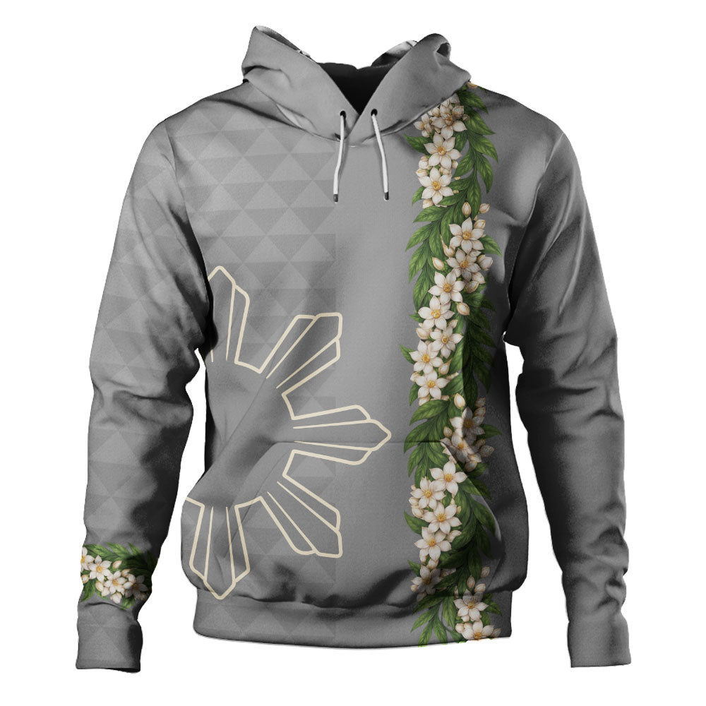 Philippines Filipinos Hoodie Sampaguita Flower Sun Pattern Island Style