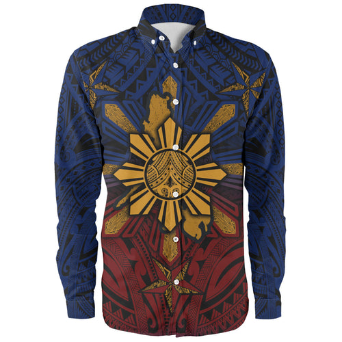 Philippines Filipinos Long Sleeve Shirt Golden Sun Islands Tribal Style