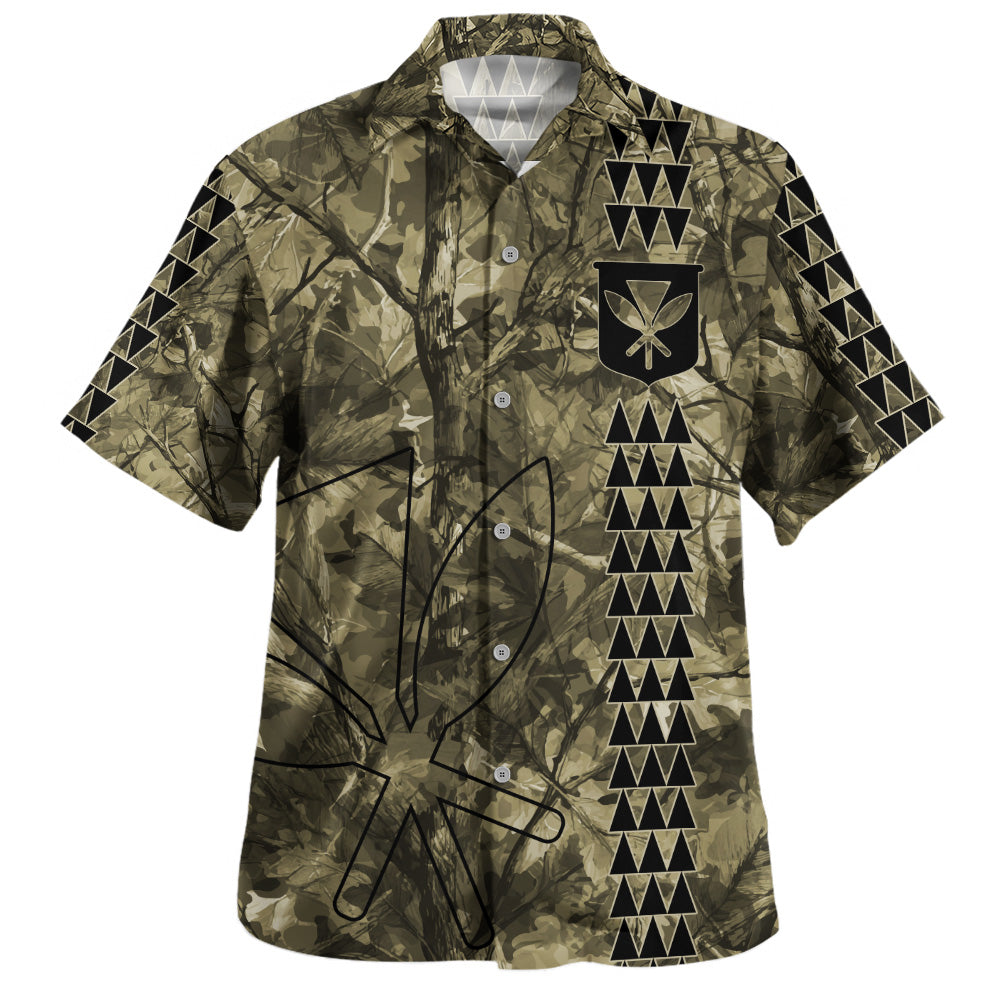 Hawaii Hawaiian Shirt Woodland Kanaka Camo Style