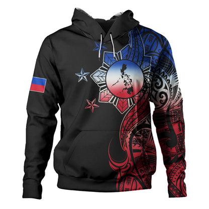Philippines Filipinos Hoodie Flag Sun Map Tribal Fusion Style