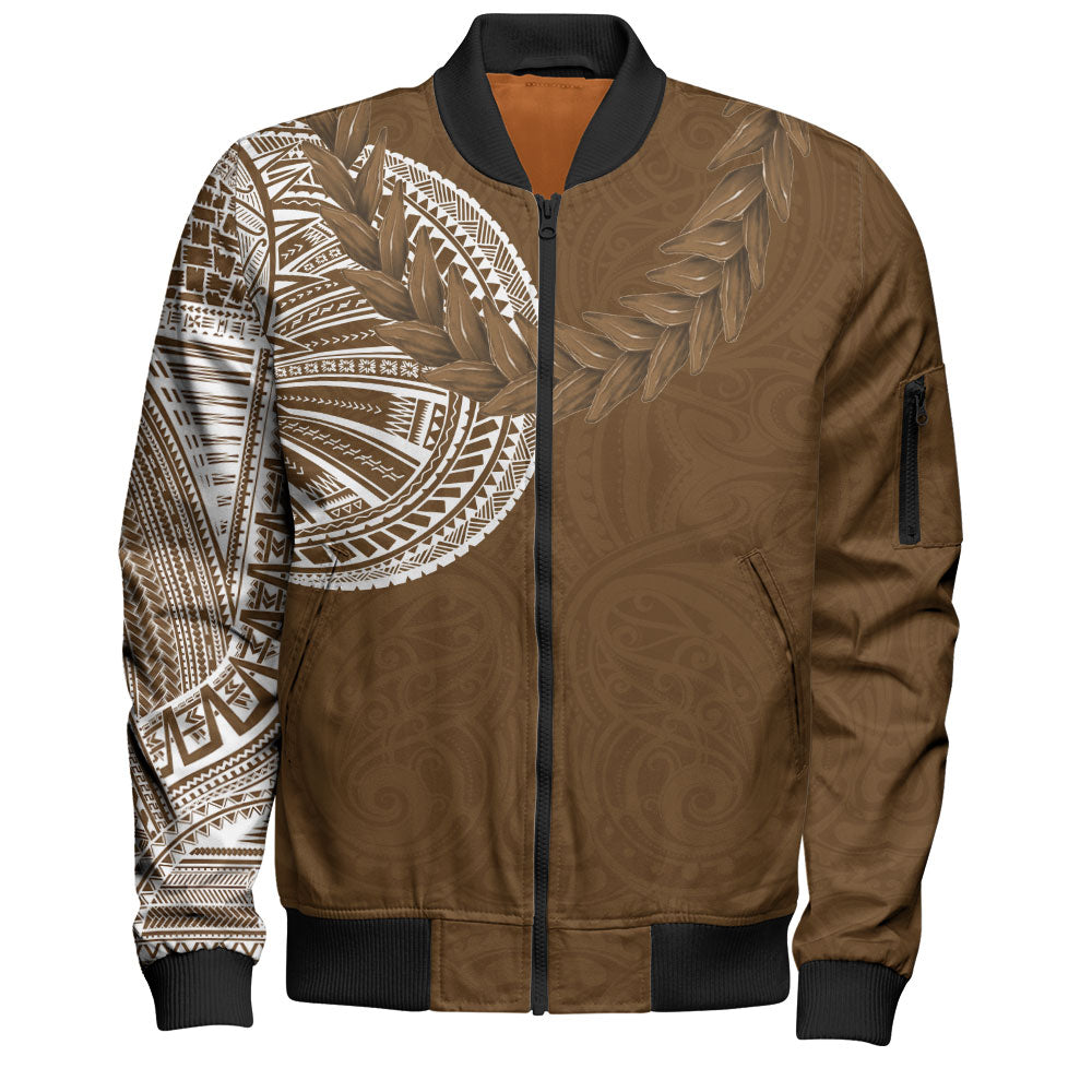 Samoa Bomber Jacket Tattoo Roman Reigns With Ula Fala Style Brown
