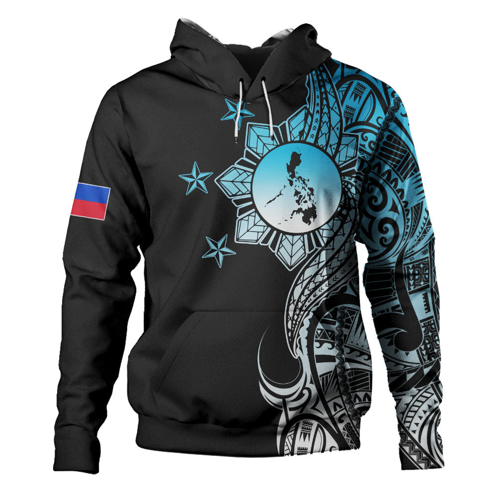 Philippines Filipinos Hoodie Flag Sun Map Tribal Fusion Style