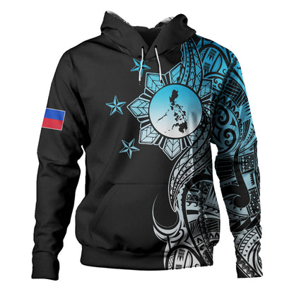 Philippines Filipinos Hoodie Flag Sun Map Tribal Fusion Style